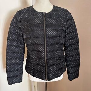 Caroli Paris Black White Polka Dot Women's Quilted Zip Jacket